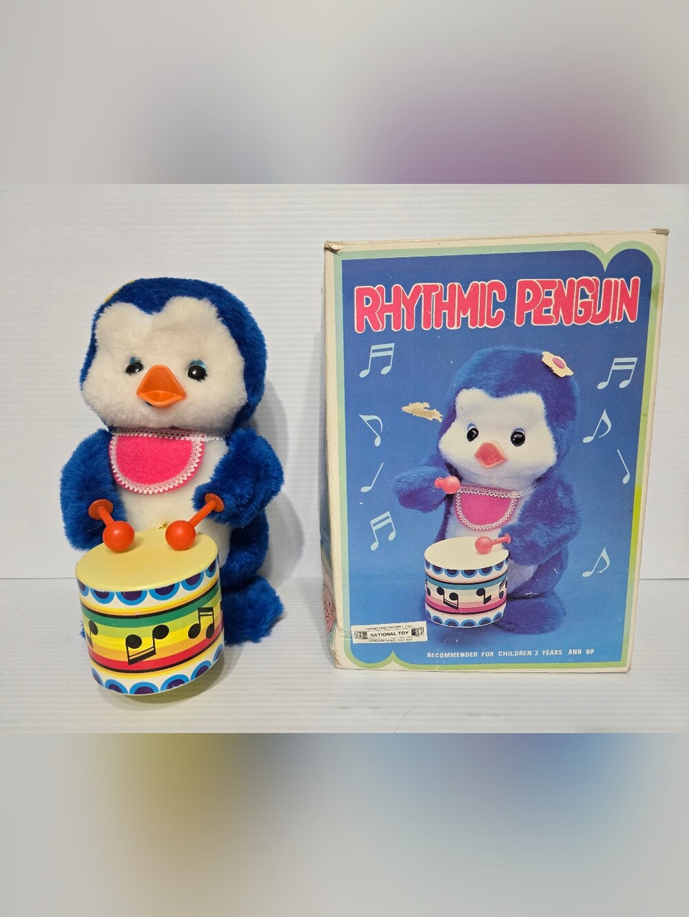 Plush Drumming Rhythmic Penguin Animated Toy Vtg By Fim